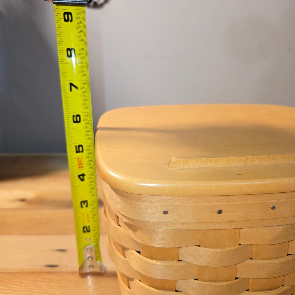 Longaberger Handwoven Wood Basket Recipe Holder Lid and Liner 2001 Dresden Ohio - Picture 11 of 12